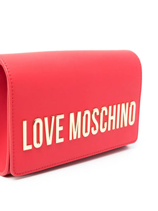 Moschino Love borsa a tracolla in ecopelle con placca logo rosso