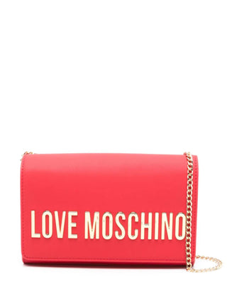 Moschino Love borsa a tracolla in ecopelle con placca logo rosso