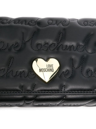 Moschino Love borsa a tracolla in ecopelle con ricamo logo nero