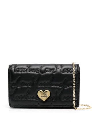 Moschino Love borsa a tracolla in ecopelle con ricamo logo nero