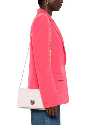 Moschino Love borsa a tracolla in ecopelle con ricamo logo rosa