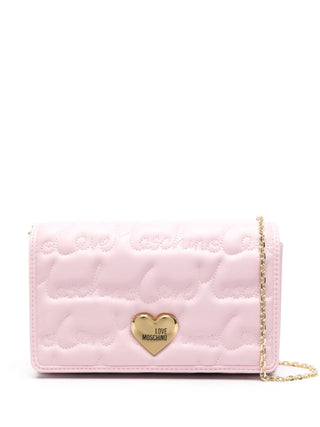 Moschino Love borsa a tracolla in ecopelle con ricamo logo rosa