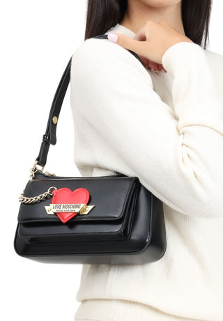 Moschino Love borsa a spalla in ecopelle con specchietto nero