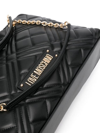 Moschino Love borsa a spalla in ecopelle trapuntata con logo nero