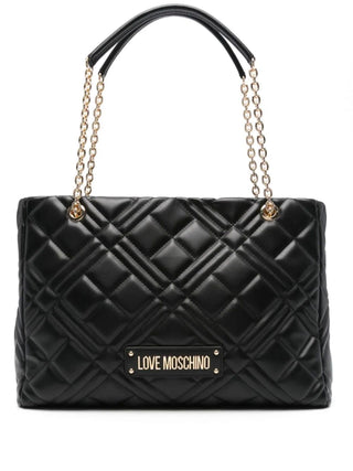 Moschino Love borsa a spalla in ecopelle trapuntata con logo nero