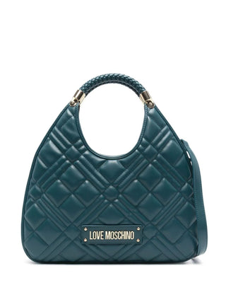 Moschino Love borsa a mano in ecopelle trapuntata verde petrolio