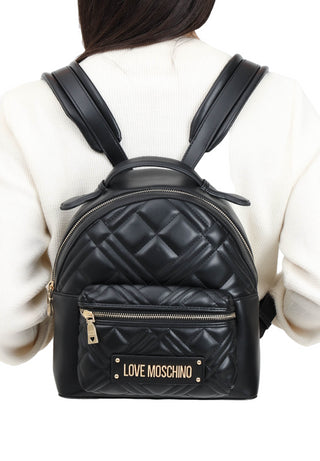 Moschino Love zaino in ecopelle trapuntata con tasca esterna nero