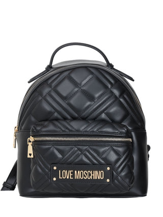 Moschino Love zaino in ecopelle trapuntata con tasca esterna nero