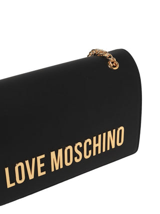 Moschino Love borsa a spalla con placca logo in ecopelle nero