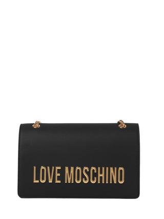 Moschino Love borsa a spalla con placca logo in ecopelle nero