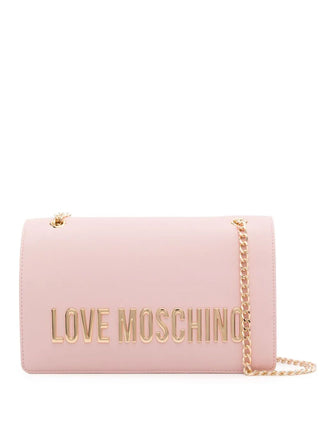 Moschino Love borsa a spalla in ecopelle con placca logo rosa