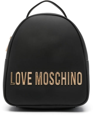 Moschino Love zaino in similpelle con placca logo nero oro