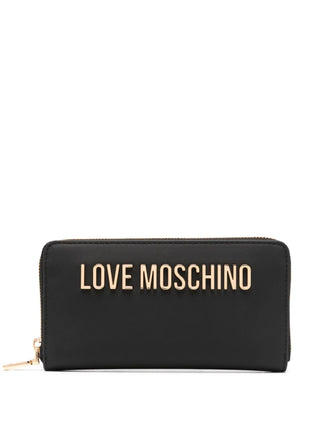 Moschino Love portafogli in ecopelle con placca logo nero oro