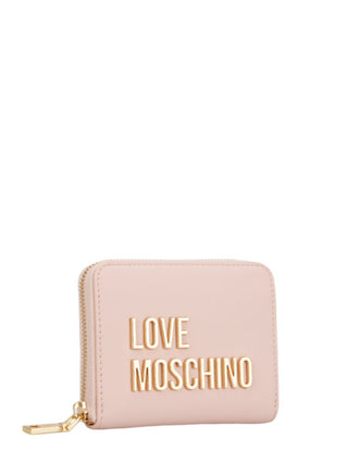 Love Moschino portafogli in ecopelle con placca logo rosa oro