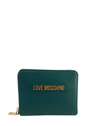 Moschino Love portafogli in ecopelle placca logo verde petrolio