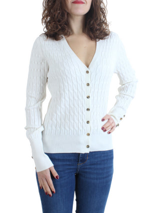 Opificio 4.0 cardigan in maglia con trecce panna