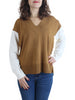 opificio-4-0-maglia-scollo-a-v-colorblock-cammello-panna