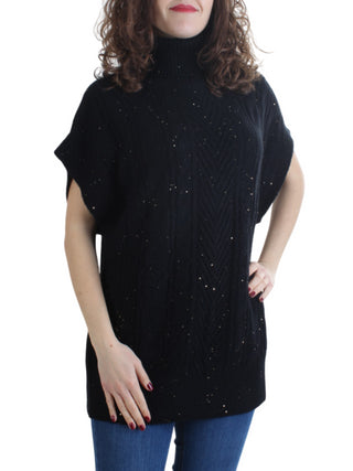 Opificio 4.0 maglia dolcevita con paillettes nero