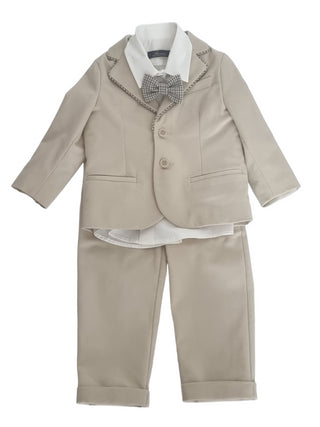 Pascal Kids completo elegante con gilet e camicia beige