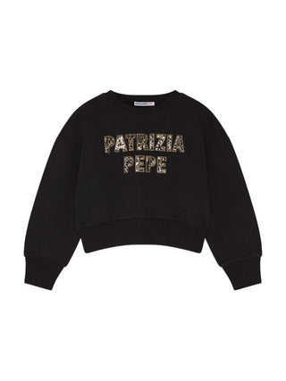 Patrizia Pepe felpa con logo gioiello in caldo cotone nero