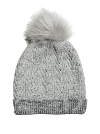 Pieces cappello in maglia con pompon argento