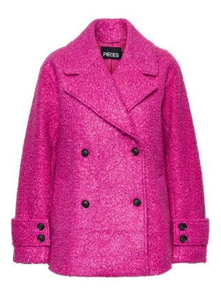 Pieces cappotto doppiopetto nova fucsia