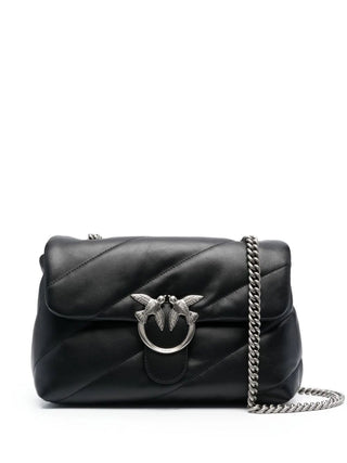 Pinko borsa Love Bag Classic Puff in pelle trapuntata nero argento