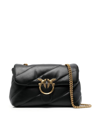 Pinko borsa Love Bag Classic Puff in pelle trapuntata nero oro