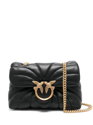 Pinko borsa Love Bag Mini Puff in nappa Butterfly nero oro