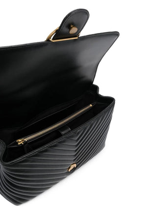 Pinko borsa Love Lady Puff Big Classic in pelle chevron nero oro