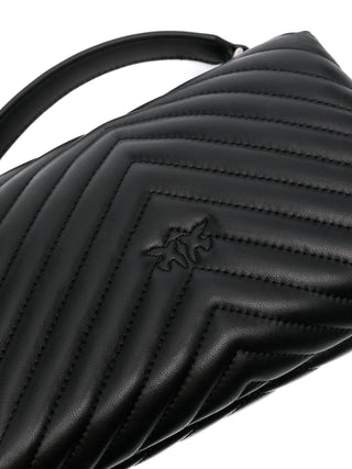 Pinko borsa Love Bag Lady Puff Mini in pelle chevron nero argento