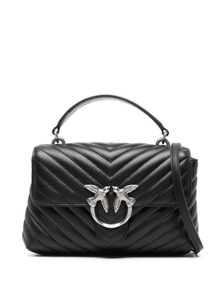 Pinko borsa Love Bag Lady Puff Mini in pelle chevron nero argento