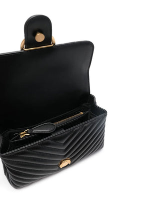 Pinko borsa Love Bag Lady Puff Mini in pelle chevron nero oro