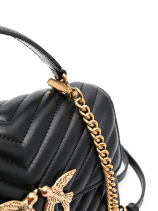 Pinko borsa Love Bag Lady Puff Mini in pelle chevron nero oro