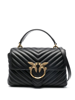 Pinko borsa Love Bag Lady Puff Mini in pelle chevron nero oro