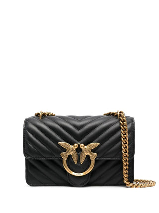 Pinko borsa Love Bag One Mini in pelle trapuntata nero oro