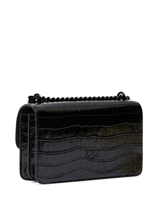 Pinko borsa Love Bag One Mini in pelle effetto coccodrillo nero