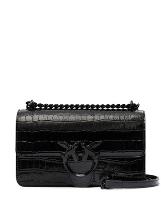 Pinko borsa Love Bag One Mini in pelle effetto coccodrillo nero