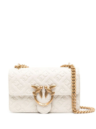 Pinko borsa Love One Mini in pelle con logo imprimè bianco