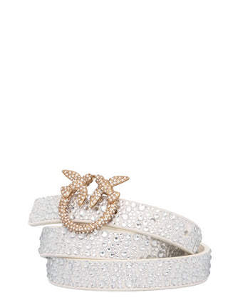 Pinko cintura Love Berry h2 con strass bianco oro