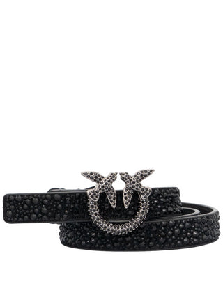 Pinko cintura Love Berry h2 con strass nero argento