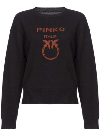 Pinko maglia in lana Burgos con logo jacquard nero