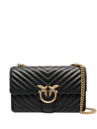 Pinko borsa Love Bag One Classic in pelle chevron nero oro