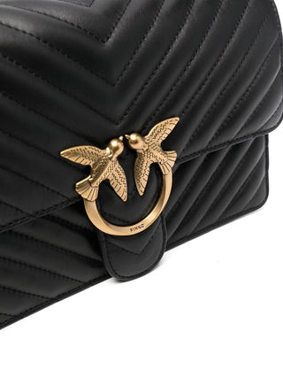 Pinko borsa Love Bag One Classic in pelle chevron nero oro