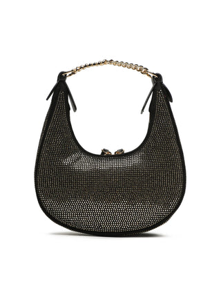 Pinko borsa Brioche Hobo Mini con strass nero