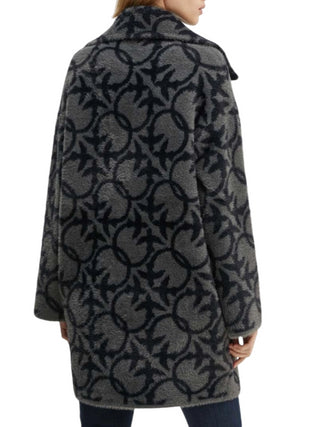 Pinko cappotto in ecopelliccia Toro con logo love Birds grigio