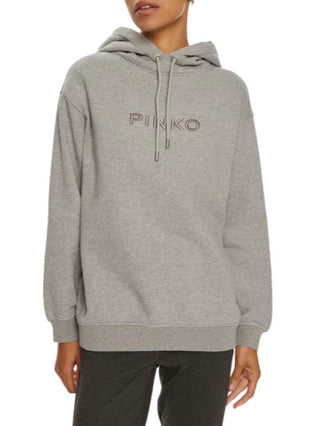 Pinko felpa con cappuccio Skype ricamo logo grigio