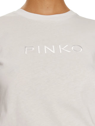 Pinko T-shirt manica corta Start con ricamo logo bianco