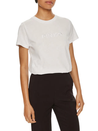 Pinko T-shirt manica corta Start con ricamo logo bianco