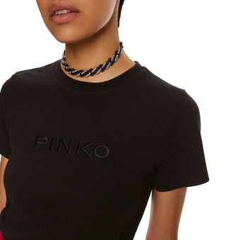 Pinko T-shirt manica corta Start con ricamo logo nero